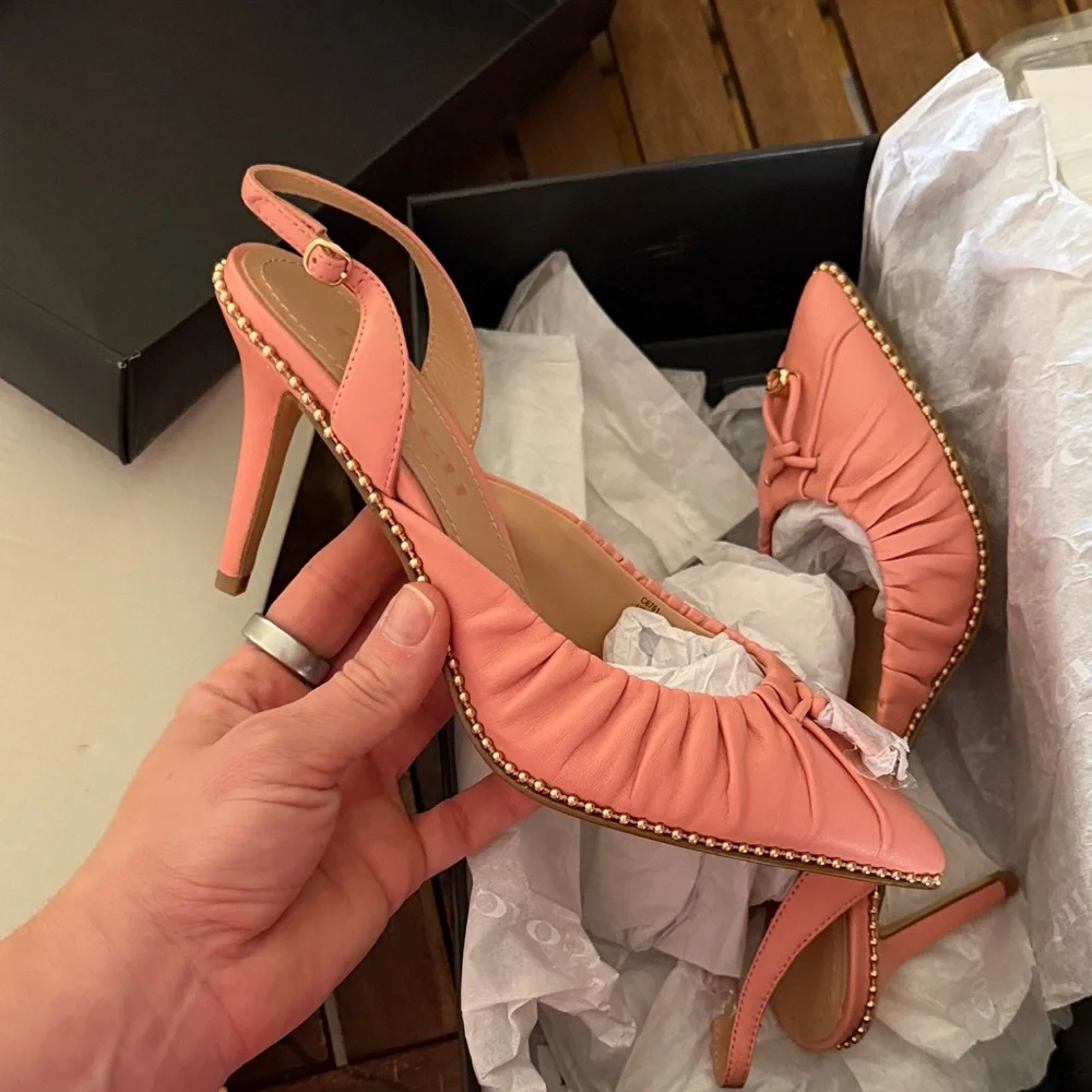 Coach Coral Slingback Heels with Gold Accents - Picture 1 of 4